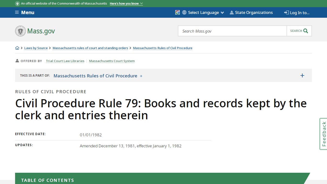 Civil Procedure Rule 79: Books and records kept ... - mass.gov